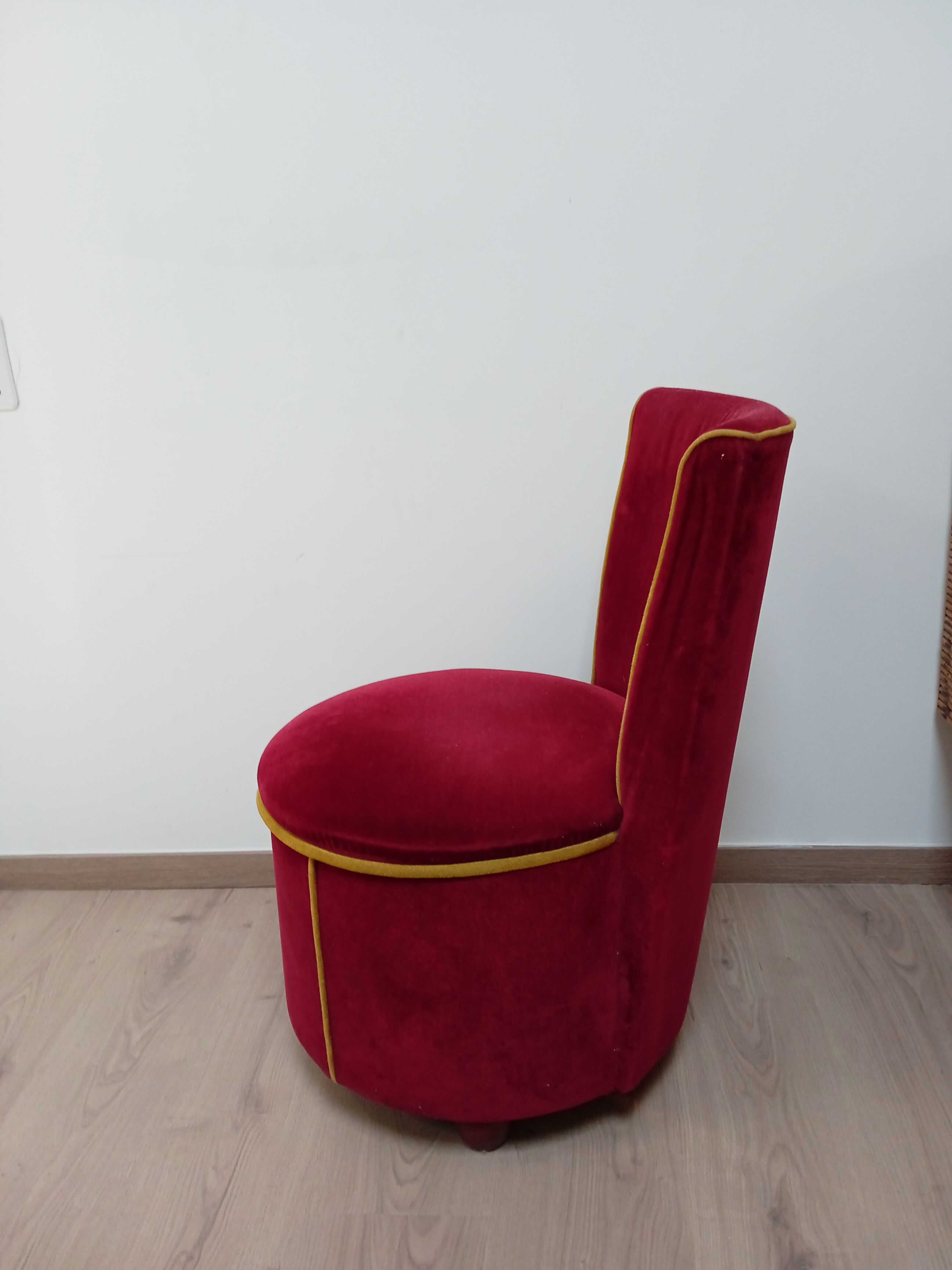 Pair of cabaret armchairs red velvet gold border