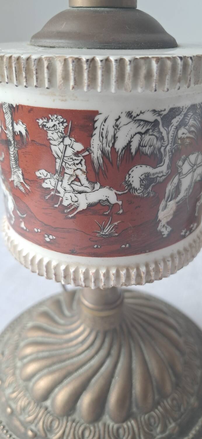 Pair of vintage brass/ceramic lamps