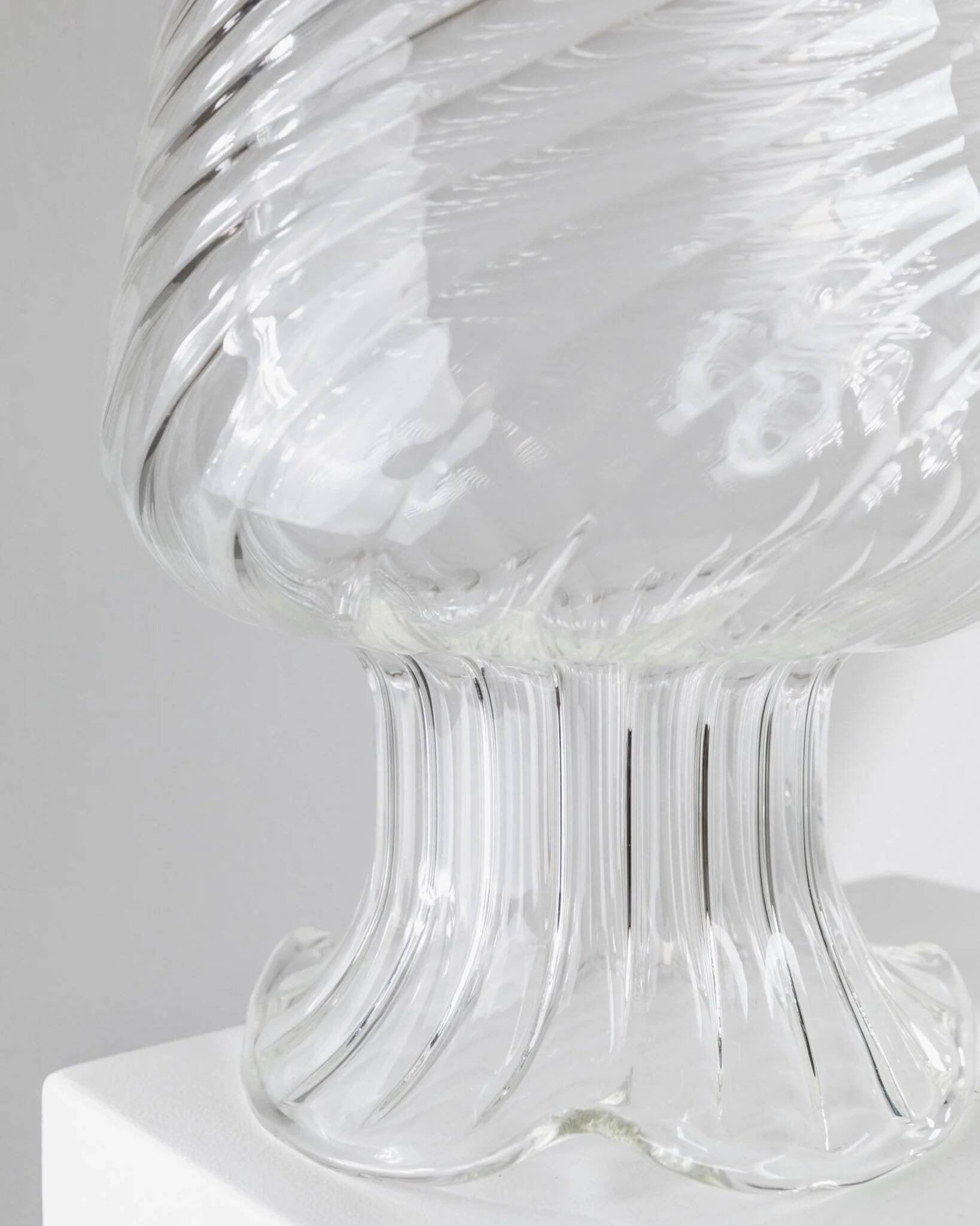 Grand vase en verre transparent par Soffiera Parise - Centre de table vintage italien des années 1970 soufflé à la main