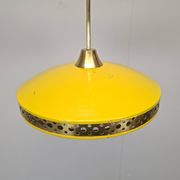 1970s Ludib Mid-Century Pendant Lamp in Yellow Metal, Brass and Glass