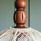 Suspension lampshade with hook and solid wood, ME Leuchten around 1970.