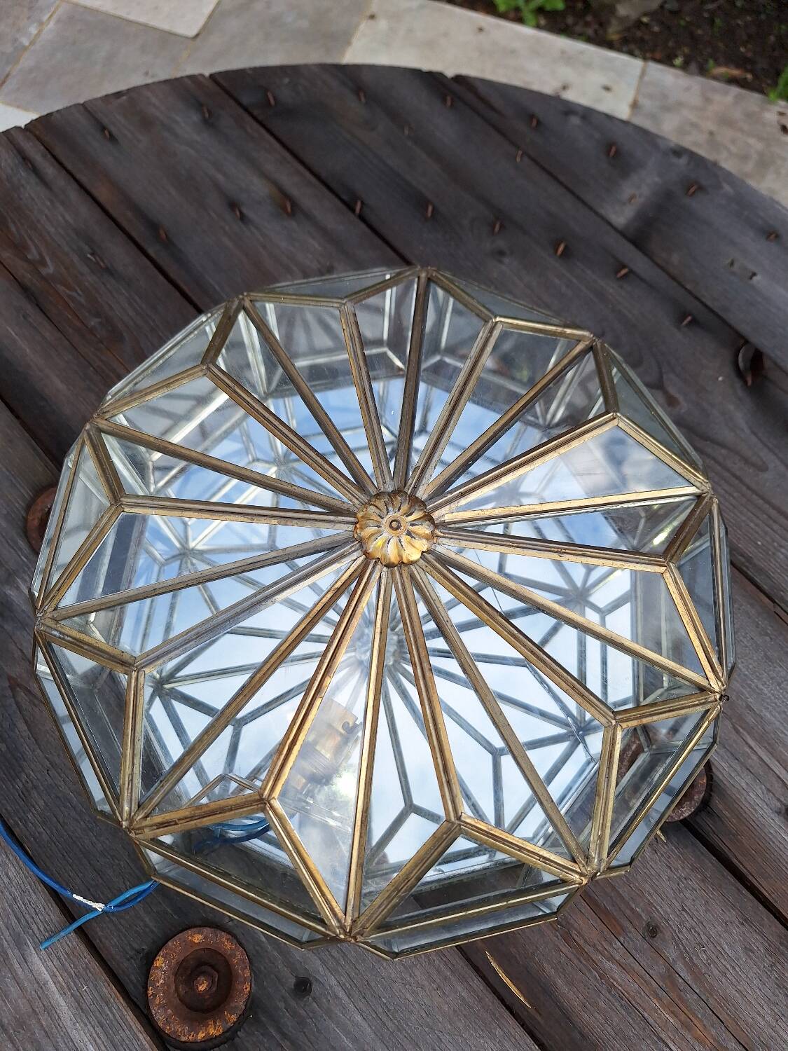 Applique verre et laiton
