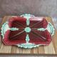 Antique majolica barbotine set – tray and 4 small pots – Art Nouveau
