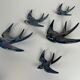 5x Original mid-century wall swallows and their nests (2x) – W. Germany