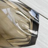 Smoked glass vase with twisted design