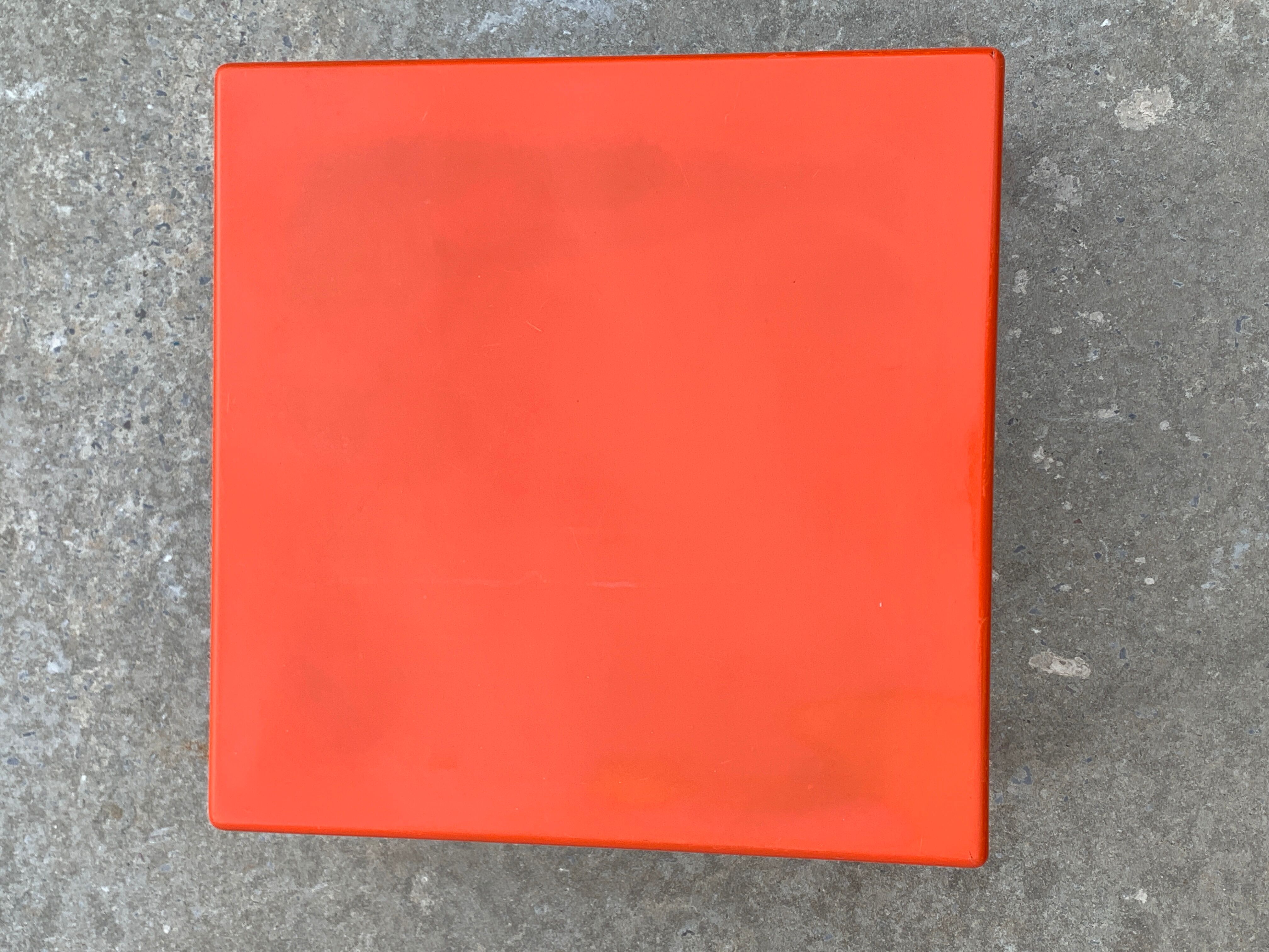 Square orange fiberglass coffee table