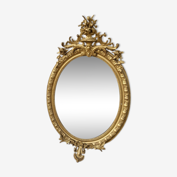 Miroir medaillon dore du xix ème siecle