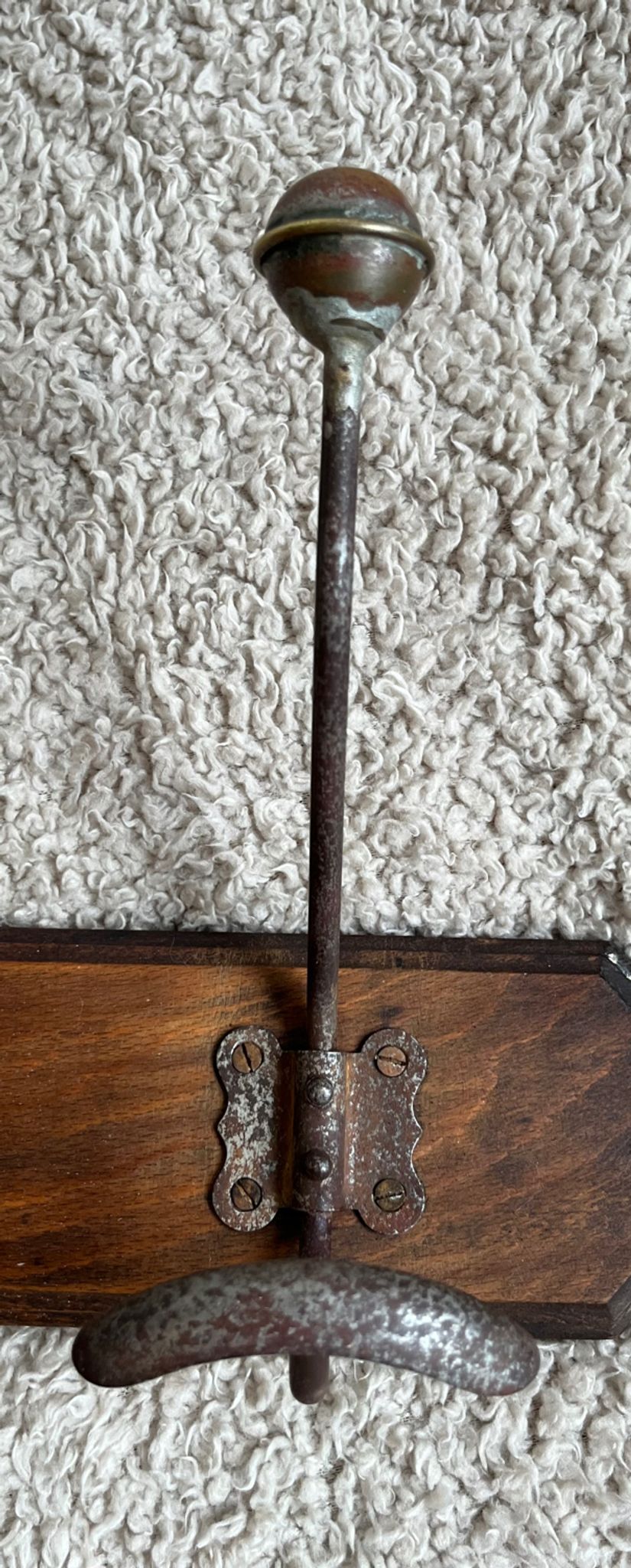 Old coat rack with metal/brass hooks