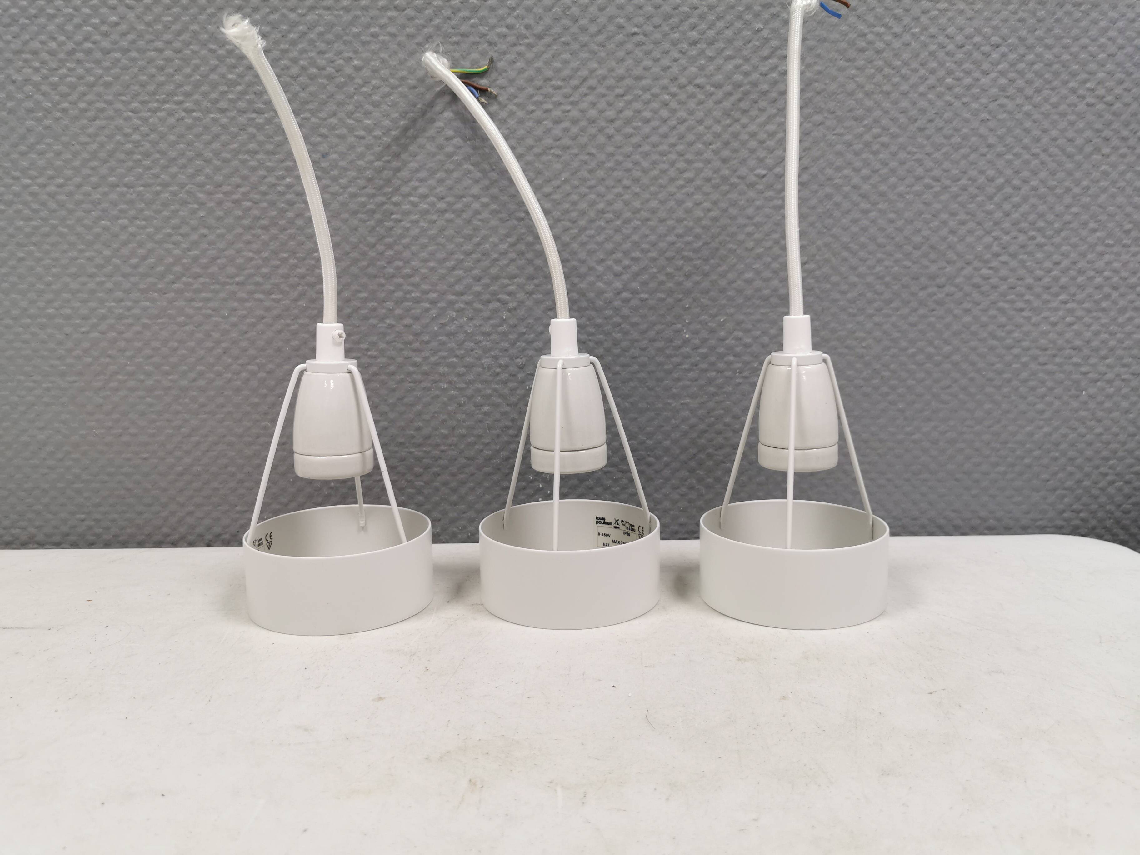 Three hanging lamps by Erik Møller for Louis Poulsen 1980s. Model "Pakhus"