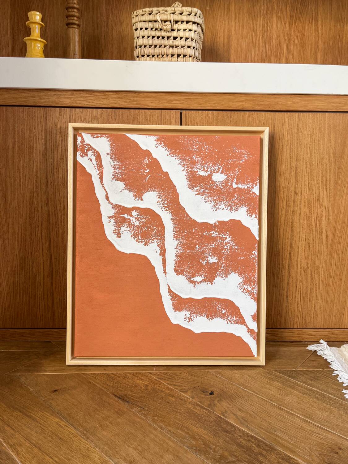 Tableau vagues en relief terra cota