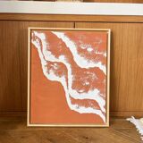 Tableau vagues en relief terra cota