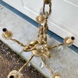 Louis XV style 5-branch brass and tassel chandelier