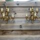 Large Pair of Dutch Style 5-Branch Wall Lights in Brass, Gilded Bronze, 19th Century