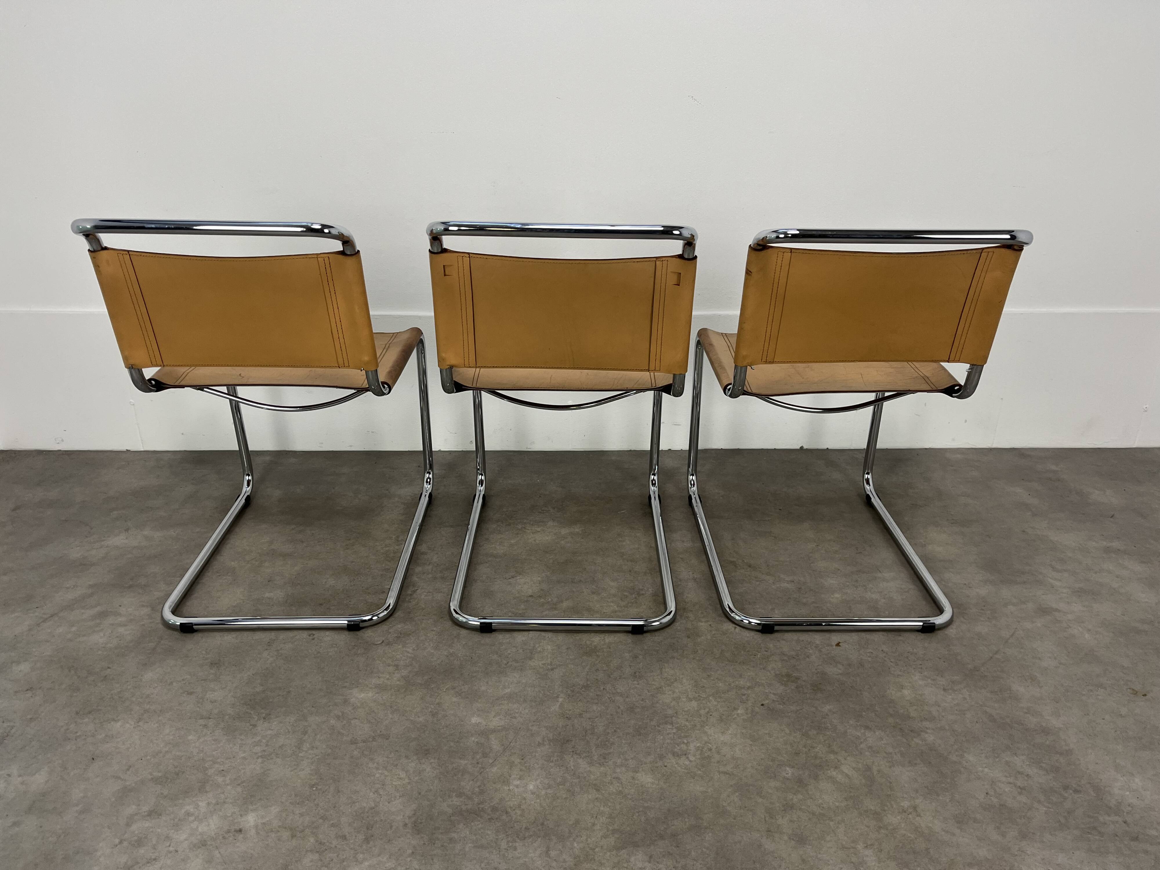 3 B33 Marcel Breuer chairs, 1980, leather