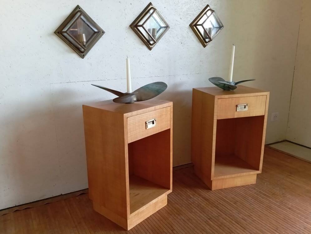 Pair of elm bedside tables