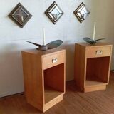 Pair of elm bedside tables