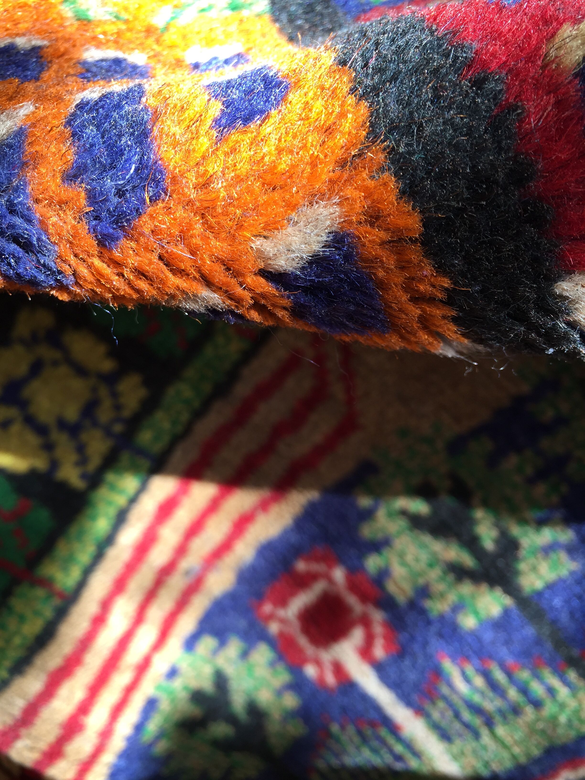 Afghan carpet 80s MOTIF VILLAGE IN PRINTEMPS 85x148cm