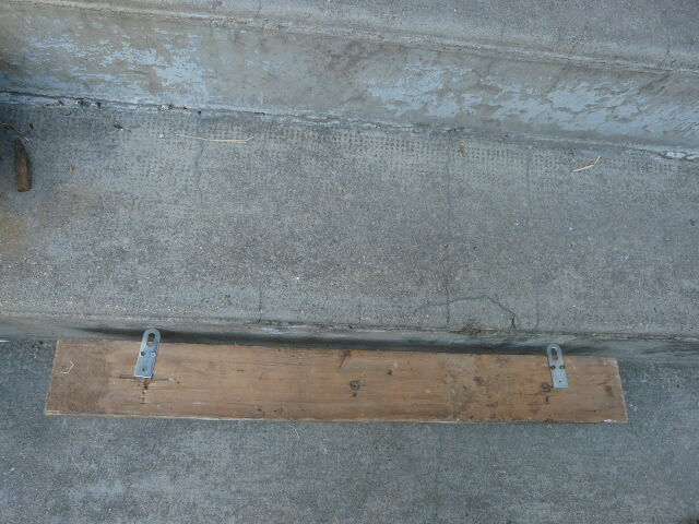 Wooden wall coat holder with 3 vintage hooks