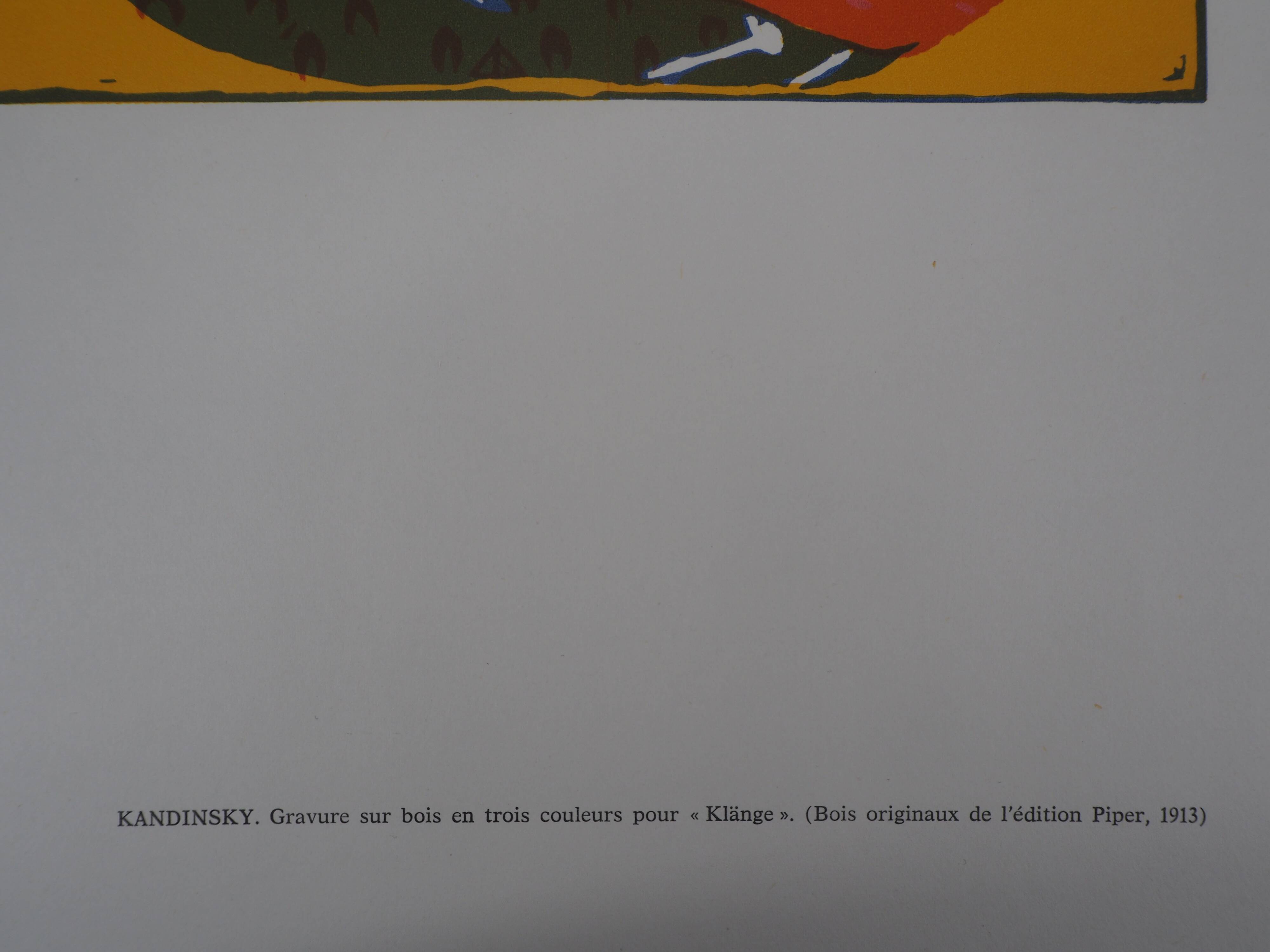 Vassily kandinsky : cavalier onirique - gravure sur bois