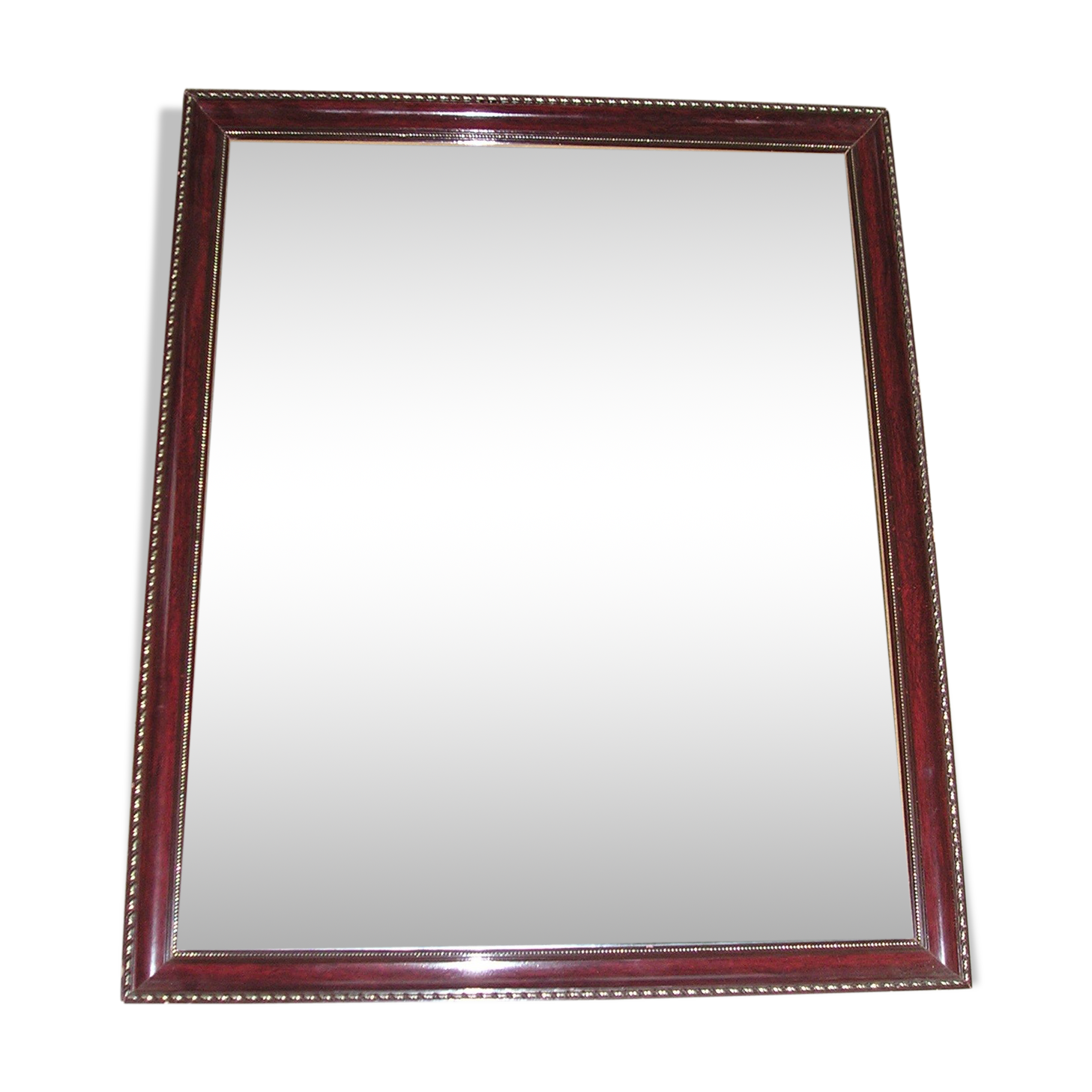 Contemporary wooden mirror enhanced with 2 brass frames 45x54cm