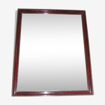 Contemporary wooden mirror enhanced with 2 brass frames 45x54cm