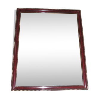 Contemporary wooden mirror enhanced with 2 brass frames 45x54cm