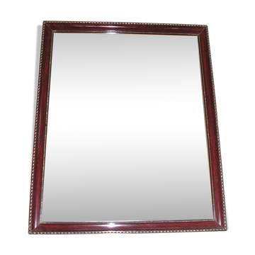 Contemporary wooden mirror enhanced with 2 brass frames 45x54cm