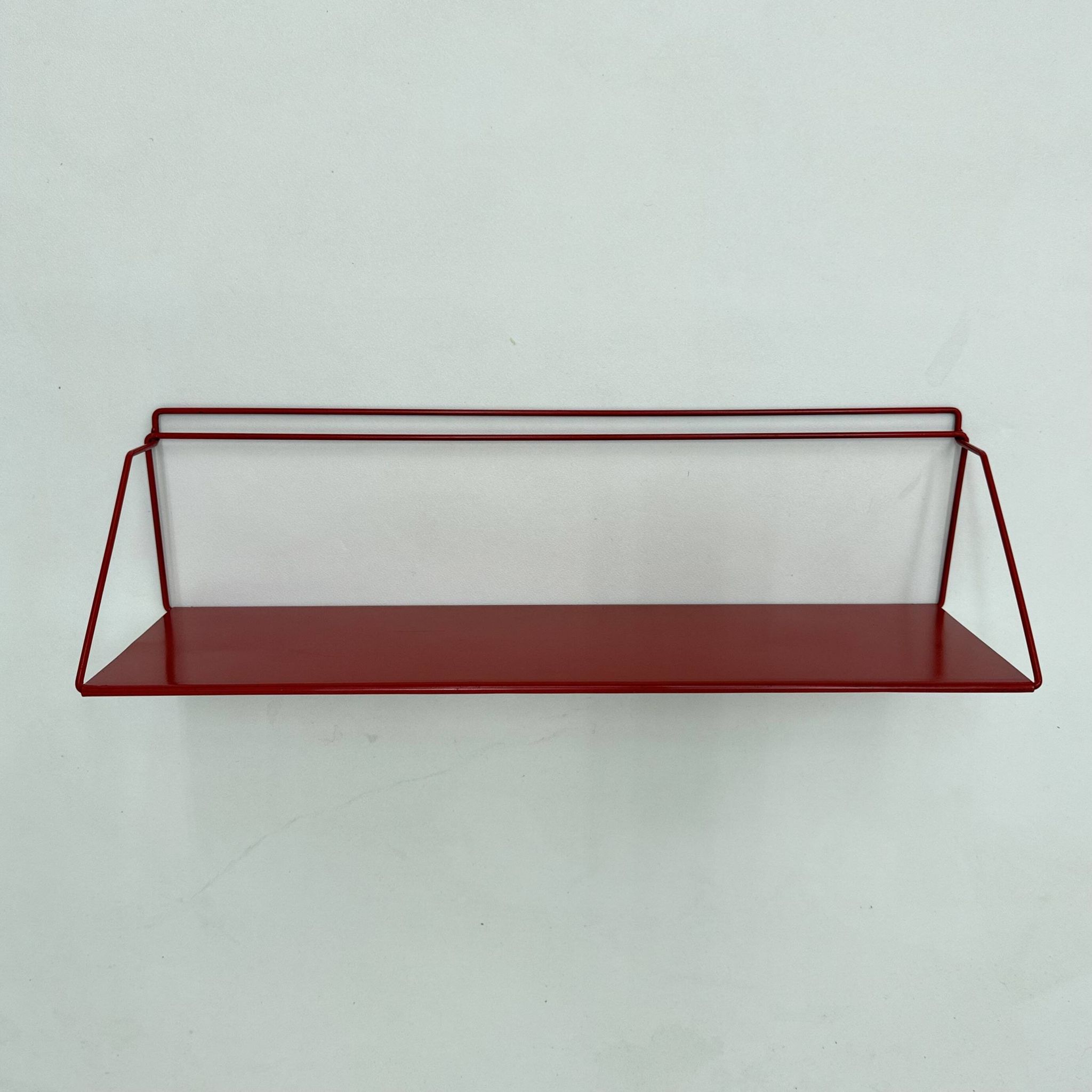 Vintage red metal wall unit book shelf , 1970s