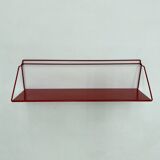 Vintage red metal wall unit book shelf , 1970s