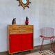 Small infilade vintage chest of drawers 2 sliding doors 2 drawers