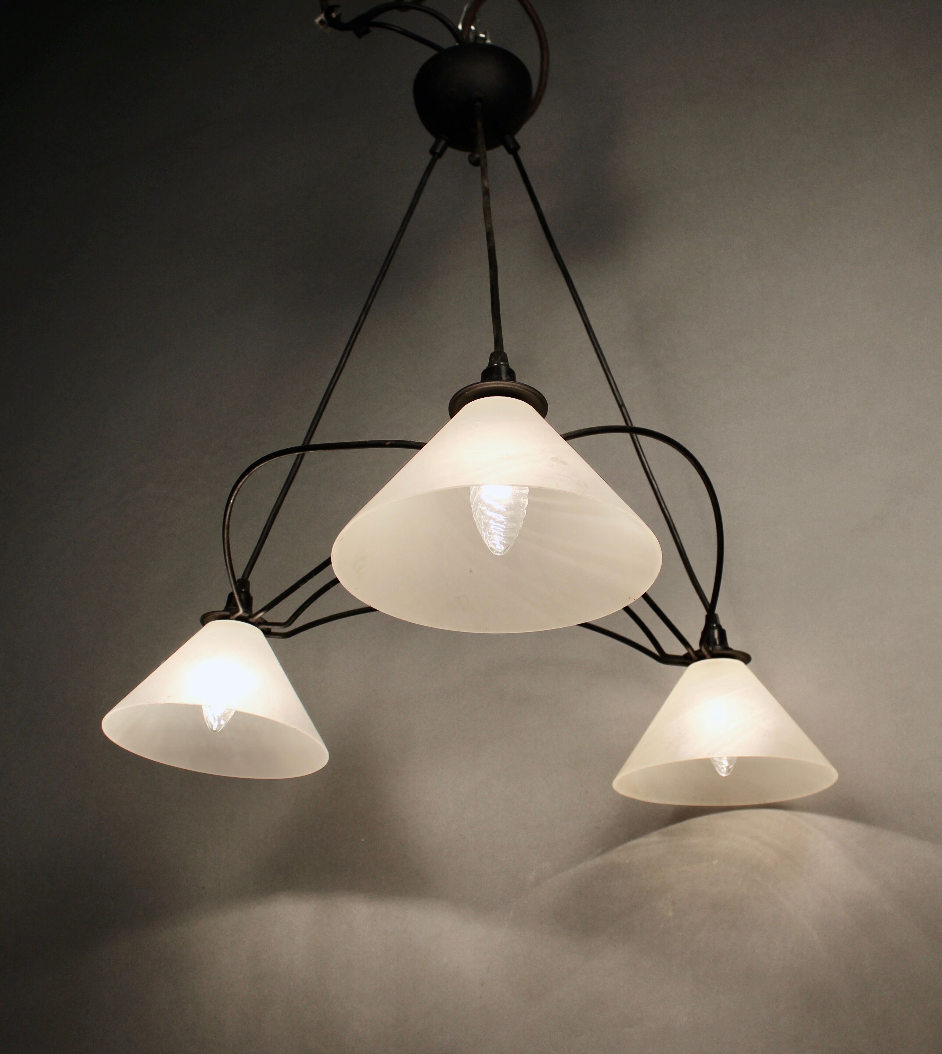 3 opaline iron chandelier