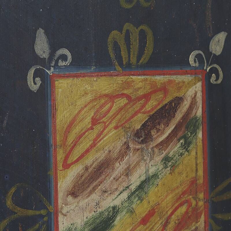 Cabinet de mariée en folk art peint antique de ferme rustique 1863