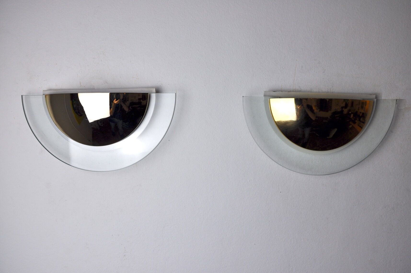 Pair of Regency wall lamps, half-moon, Italy, 1980