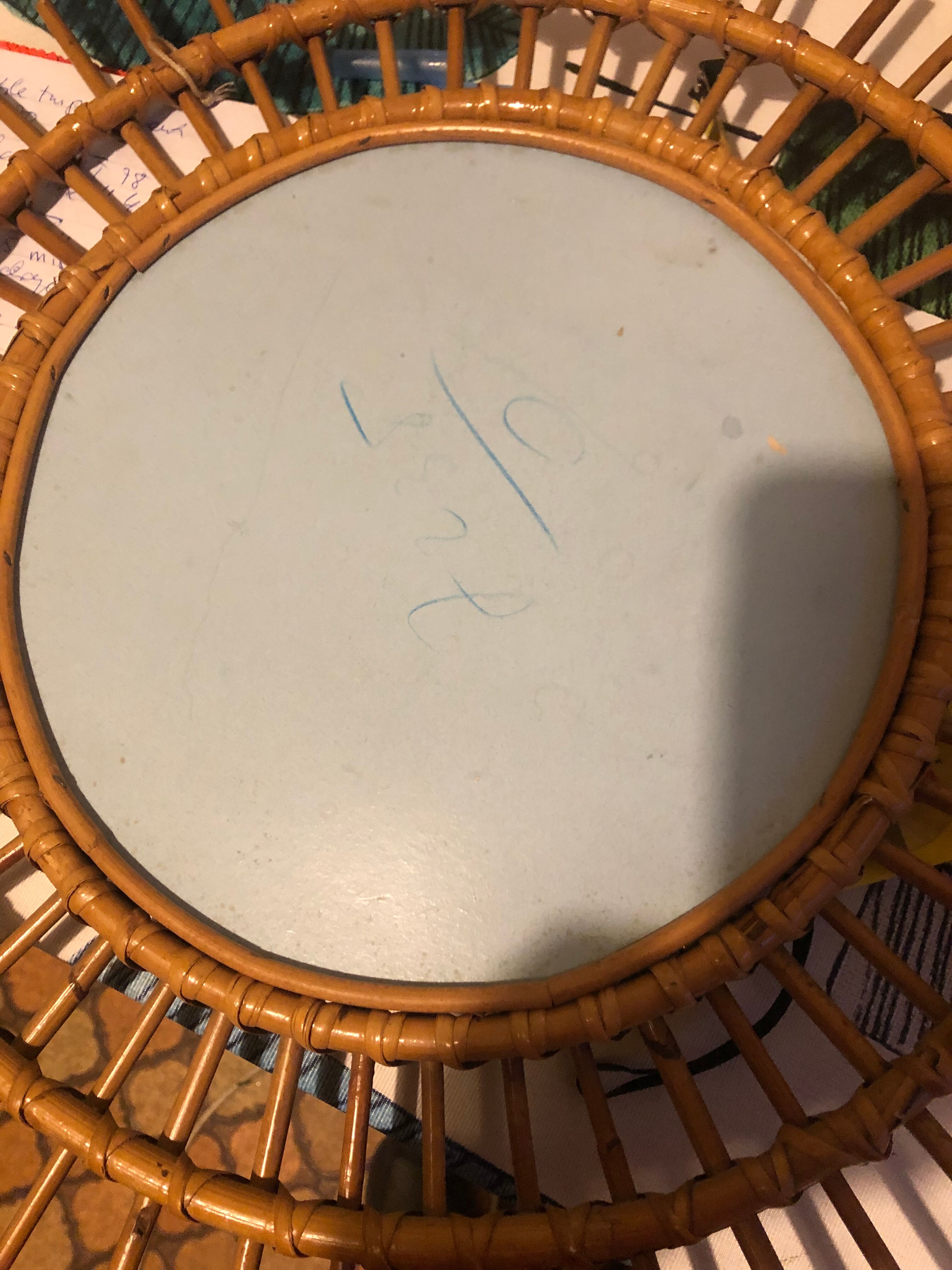 Vintage rattan sun mirror 60s