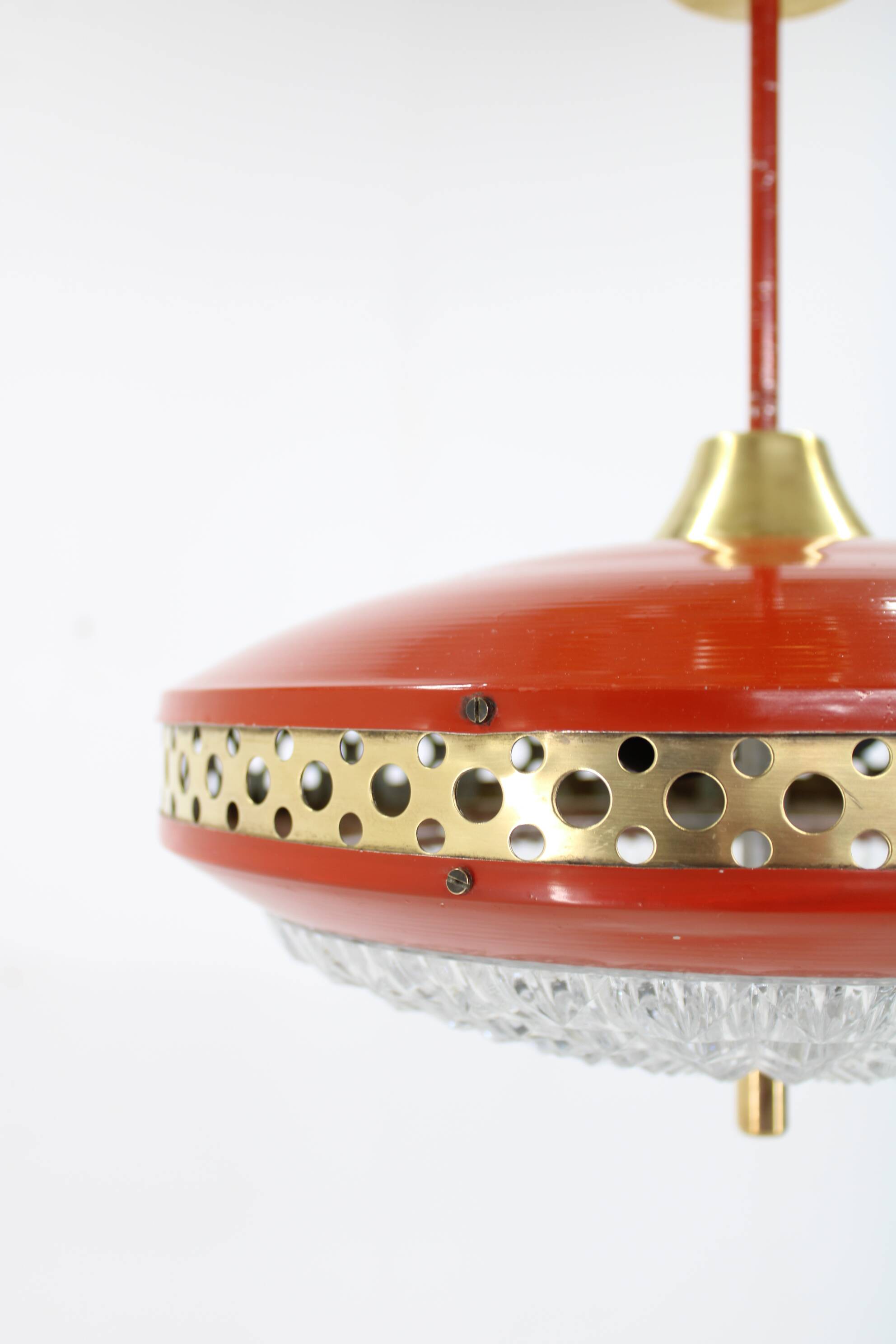 1970s space age metal pendant by ludib bratislava, czechoslovakia