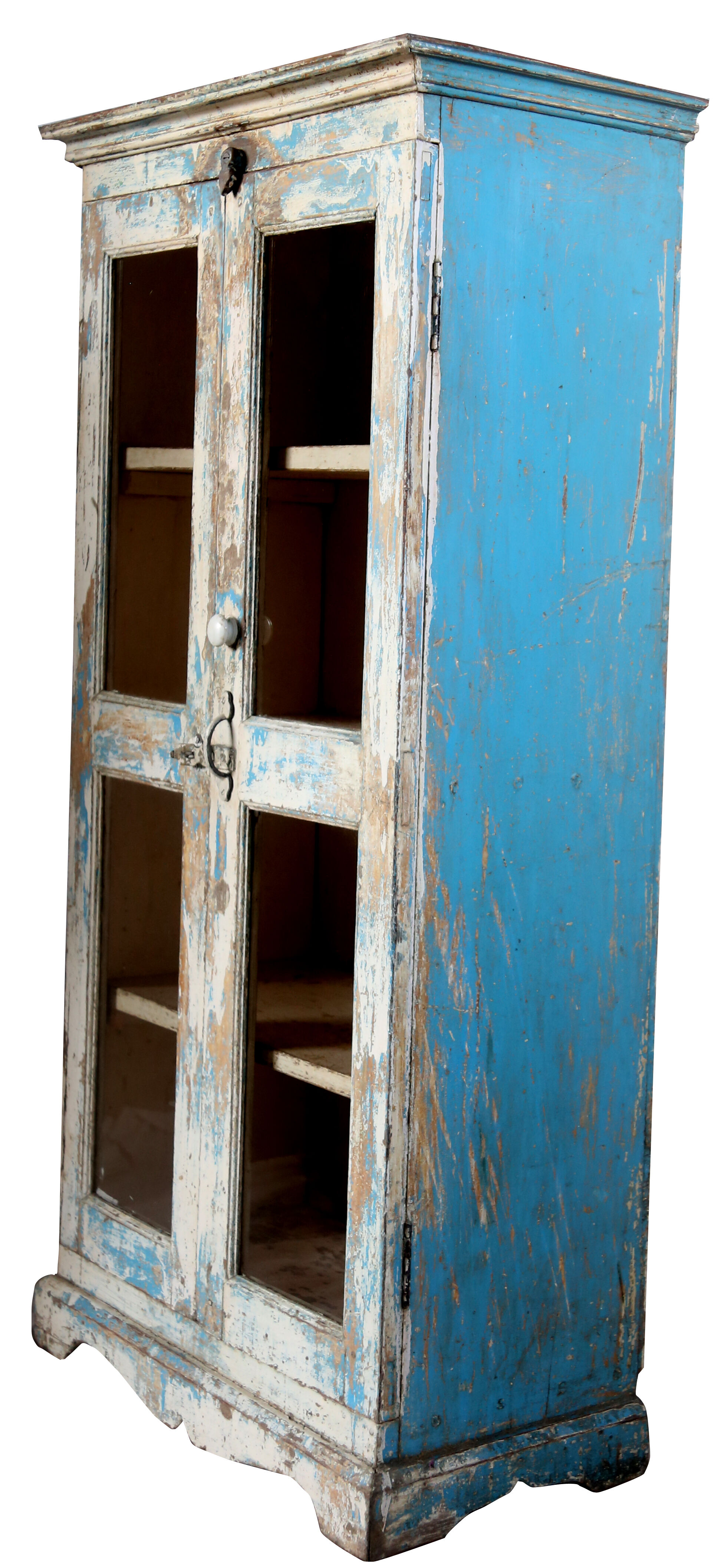 Old glass cabinet in Burmese teak