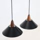 Set of 2 black mid-century pendant lamps by Elfi / 1960s / 1970s / Danish modern design