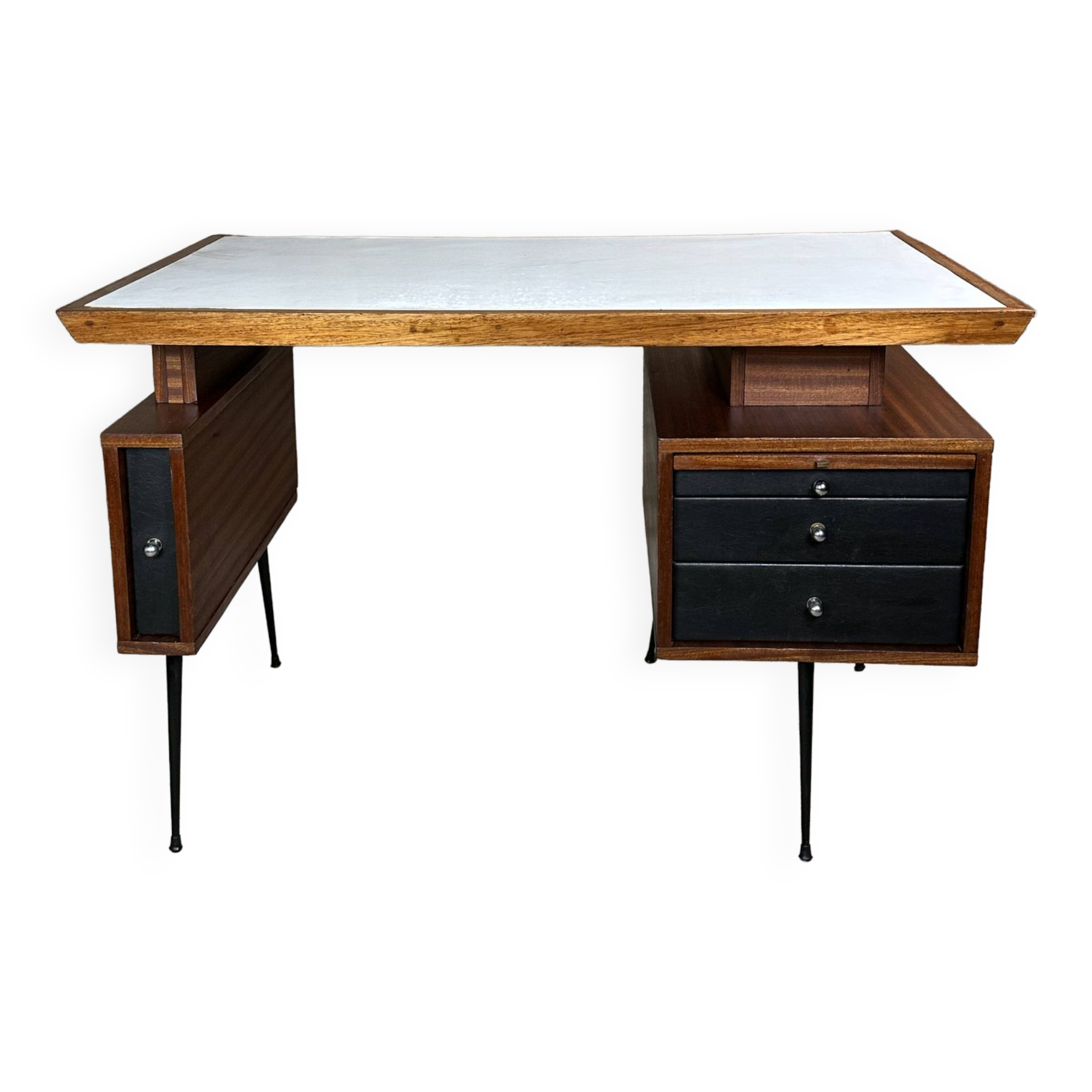 Vintage jeweler's desk 1950 in teak and melamine
