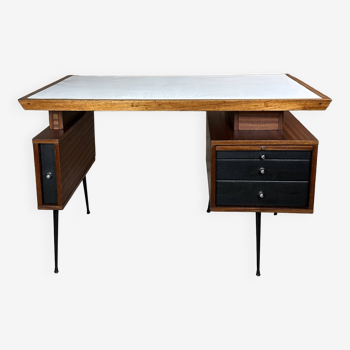 Vintage jeweler's desk 1950 in teak and melamine