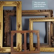 Frame Napoleon III lacquered wood black / gold 65,5x54,5 foliage 61x50 cm + SB glass