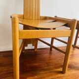 Vintage brutalist curved oak dining chairs from allmilmö, 1980s, set of 4. unique danish design.