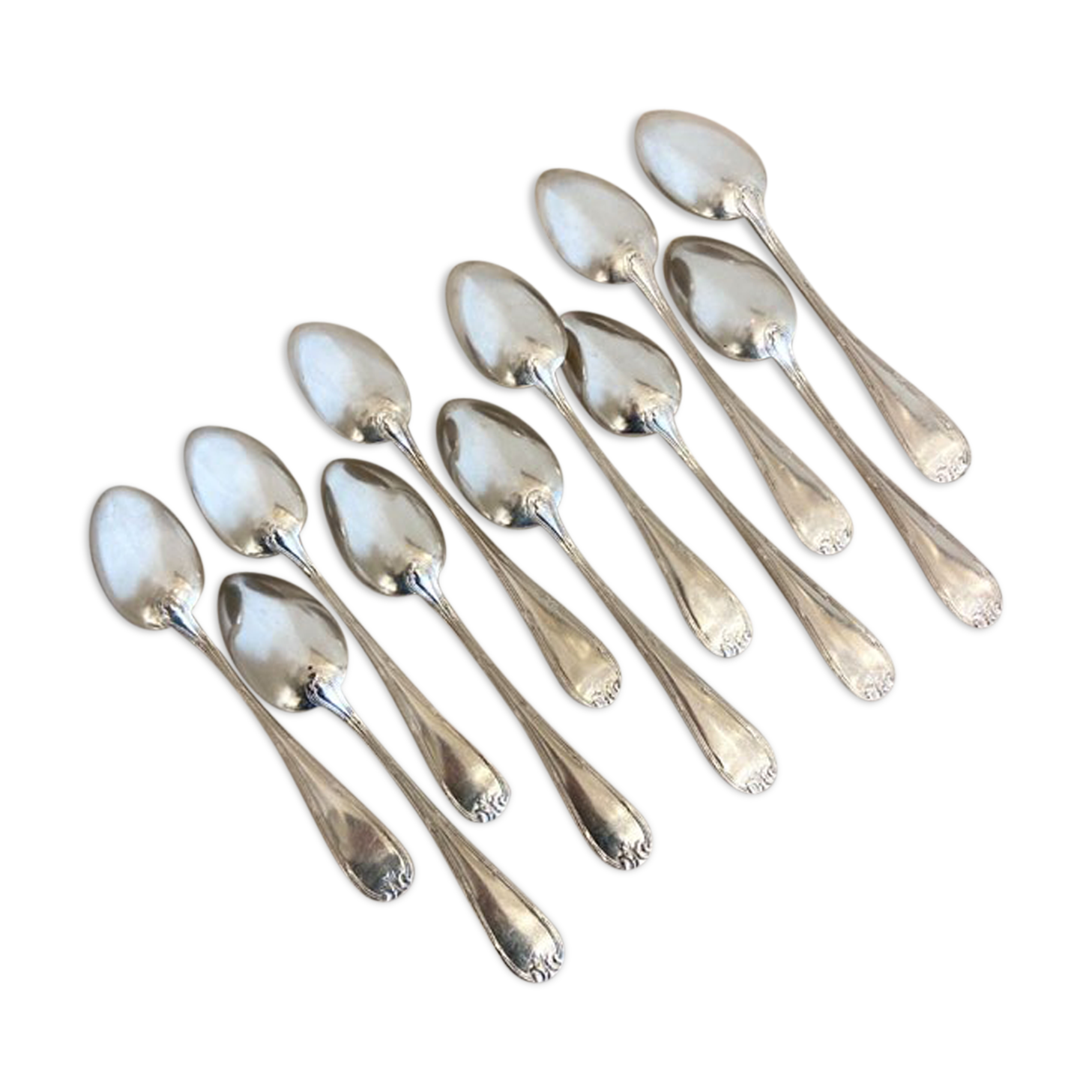 Series of 11 large old spoons, silver metal