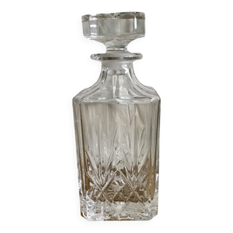 Bohemian crystal whiskey decanter with square base