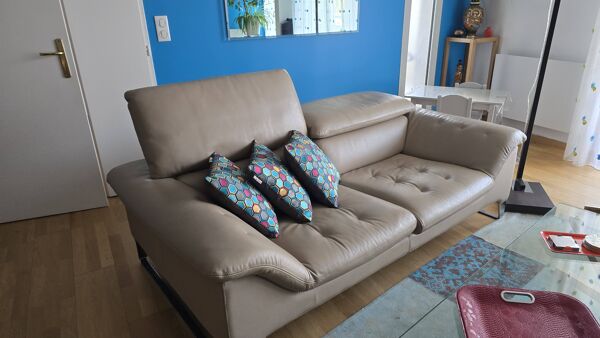 Ensemble salon Roche Bobois cuir – 2 canapés SCENARIO + fauteuil MOON (2009