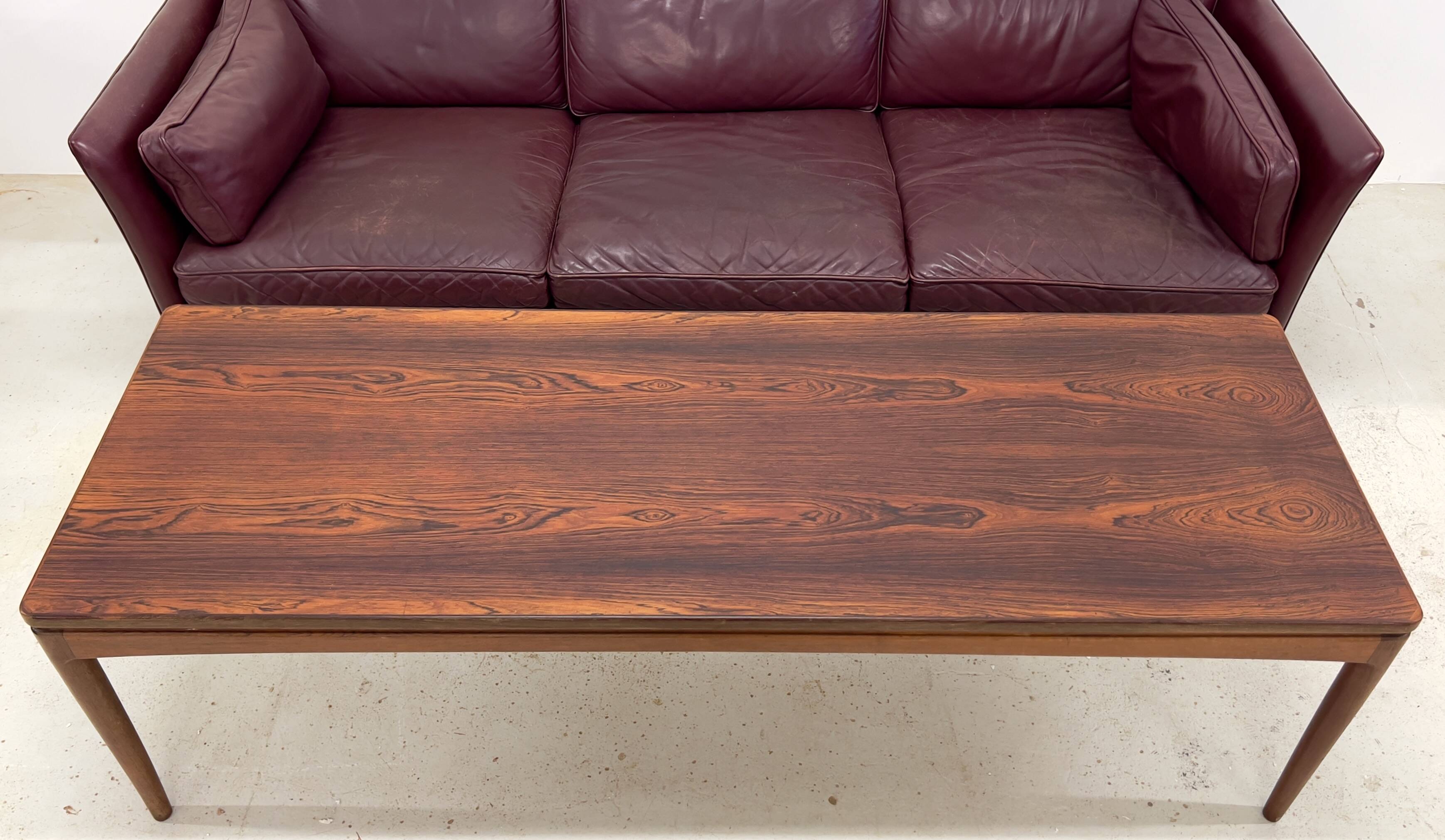 Danish long rosewood coffee table