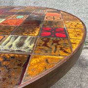 Roche Bobois in 1970s ceramic and wrought iron round coffee table