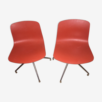 Pair of HAY Swivel Chairs "About a Chair" Warm Red