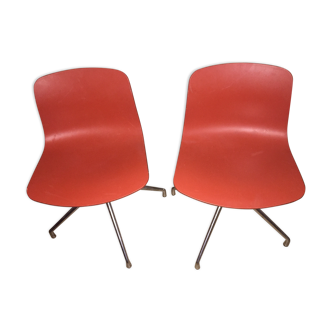 Pair of HAY Swivel Chairs "About a Chair" Warm Red