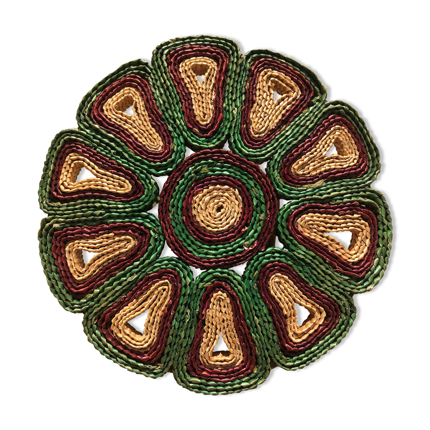 Vintage braided straw underside