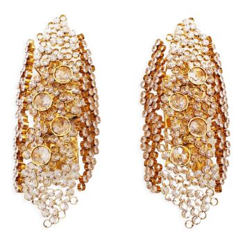 Set of two brass & crystal 'jewel' sconces by Palwa